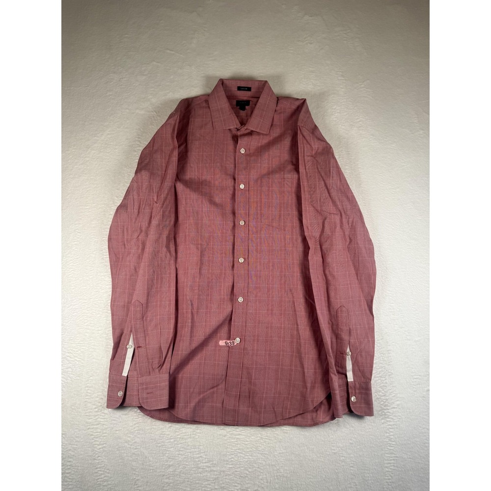 J.Crew Ludlow Dress Shirt Mens Medium Red Check 120s 2 Ply Slim Fit Button Down